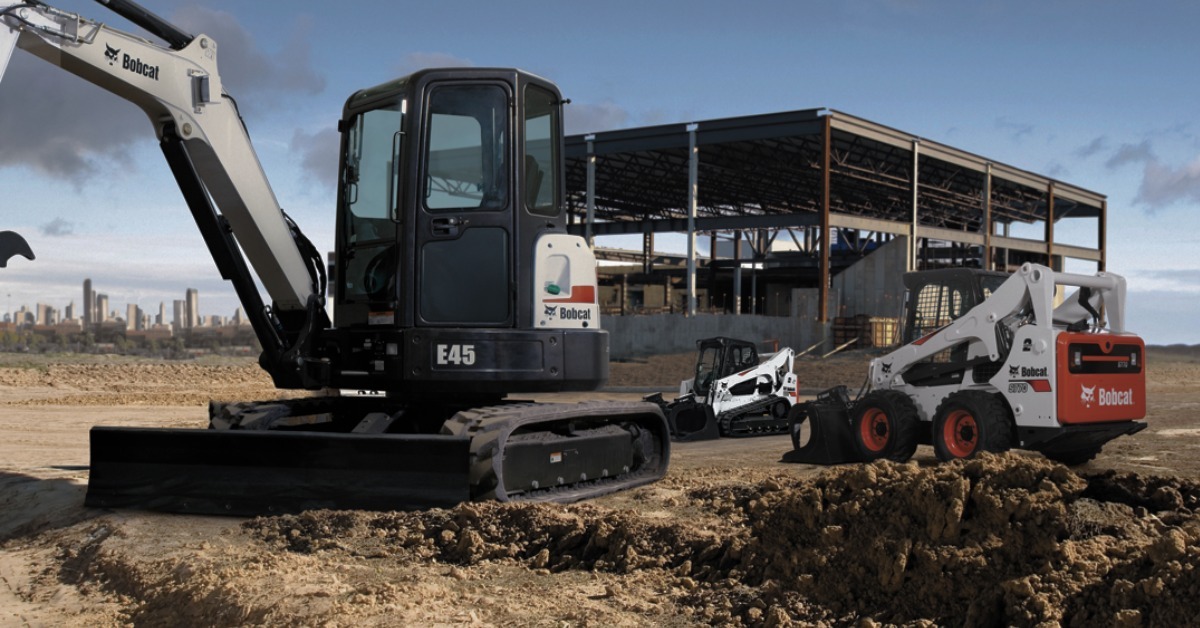 Bobcat compact equipment featuring mini excavator, skid steer loader, and compact track loader